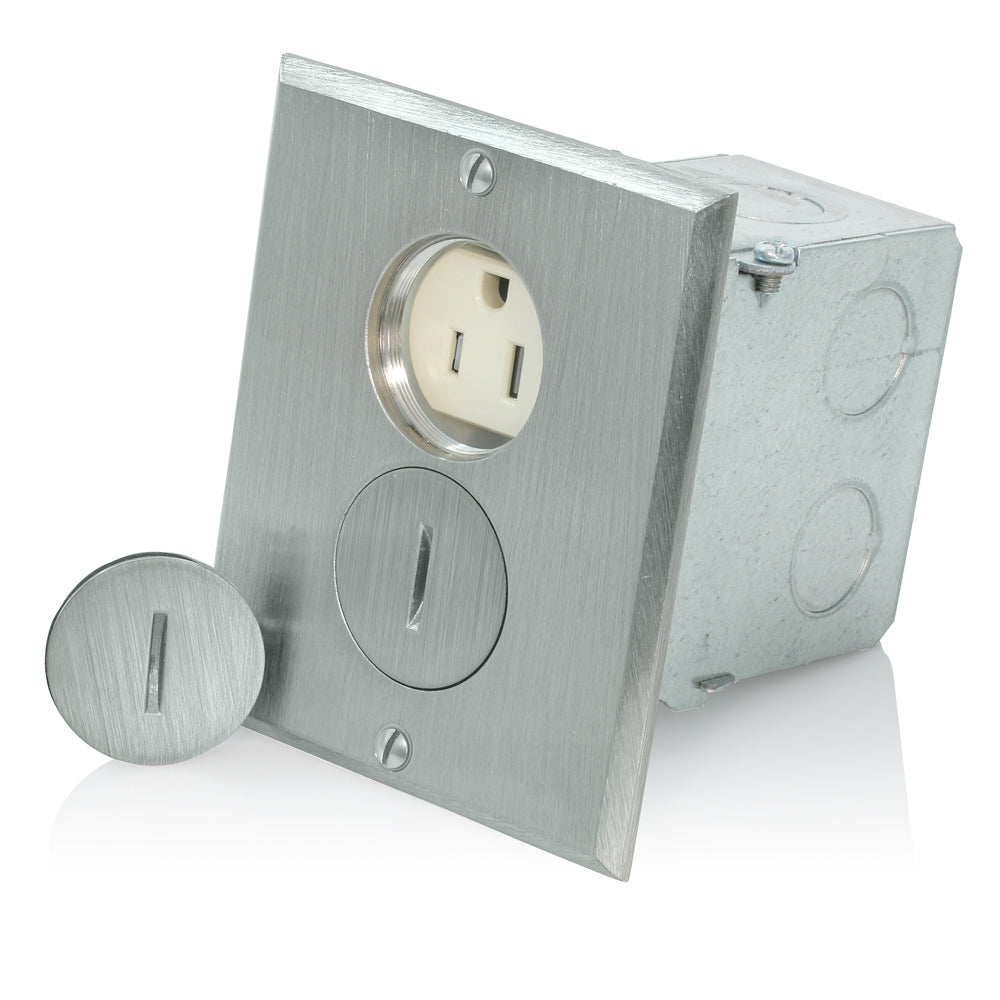 PLACA P/PISO C/CONTACTO DUPLEX 2P-3H 20A/125V. SATIN 25249-TFN LEVITON