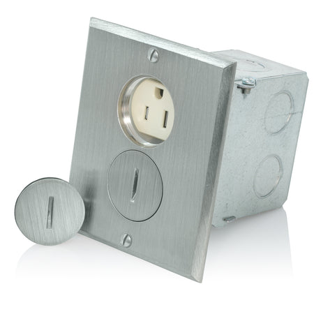 PLACA P/PISO C/CONTACTO DUPLEX 2P-3H 20A/125V. SATIN 25249-TFN LEVITON