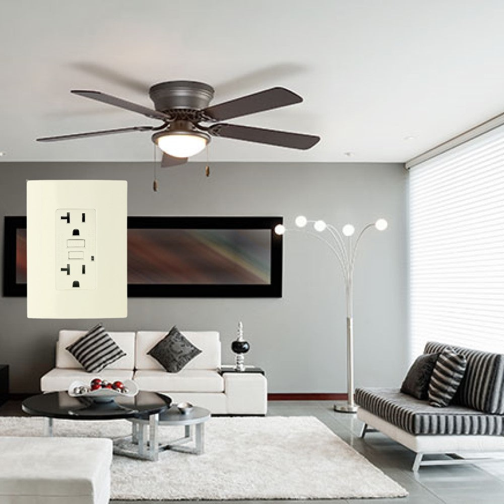 CONTACTO DUPLEX ESTEVEZ STATUS GFCI BLANCO CON PLACA BLANCO MARFIL