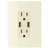 CONTACTO DUPLEX 2P+T CON 2 CONECTORES USB 2.1 AMP CON PLACA STATUS BCO MARFIL