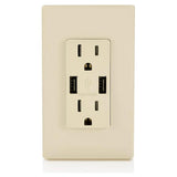 CONTACTO DUPLEX 2P+T CON 2 CONECTORES USB 2.1 AMP CON PLACA STATUS BCO MARFIL