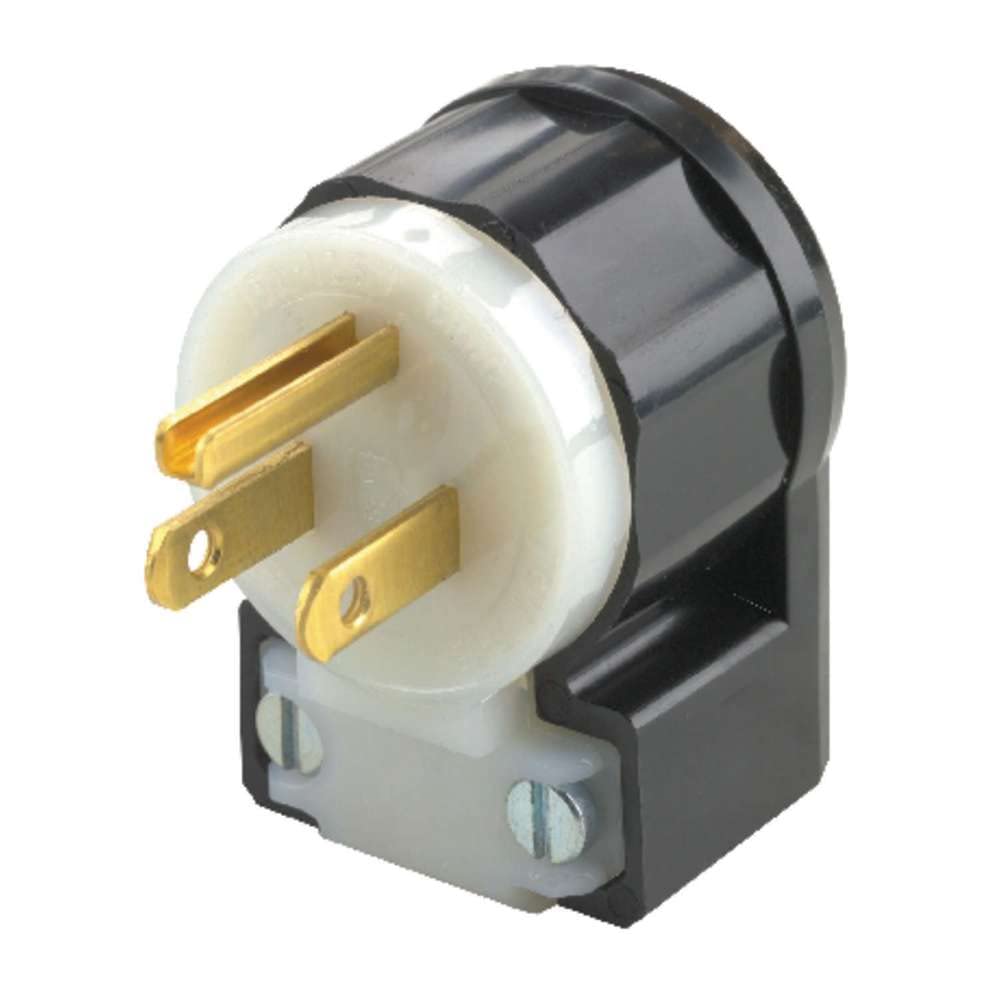 CLAVIJA ANGULAR NYLON 2P 3H 15A 125V NEGRA-BLANCA LEVITON