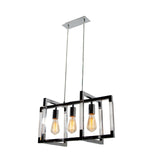 LAMPARA COLGANTE ISLA COCINA RECTANGULAR CROMO 40W 3 LUCES LUMIMEXICO