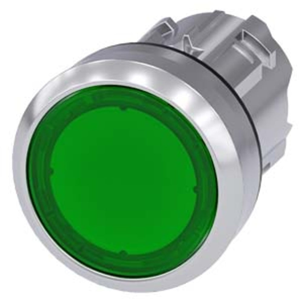 PULSADOR RASANTE LUMINOSO 22MM REDONDO COLOR VERDE