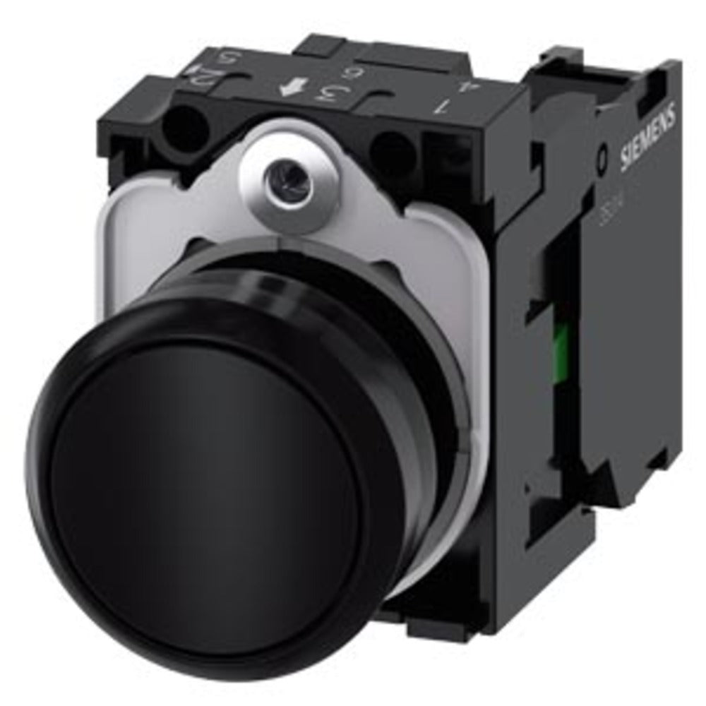 PULSADOR 22 MM REDONDO PLÁSTICO NEGRO BOTÓN RASANTE MOMENTÁNEO CON SOPORTE 1 NA 3SU11000AB101BA0 ANTECESOR 3SB32010AA11