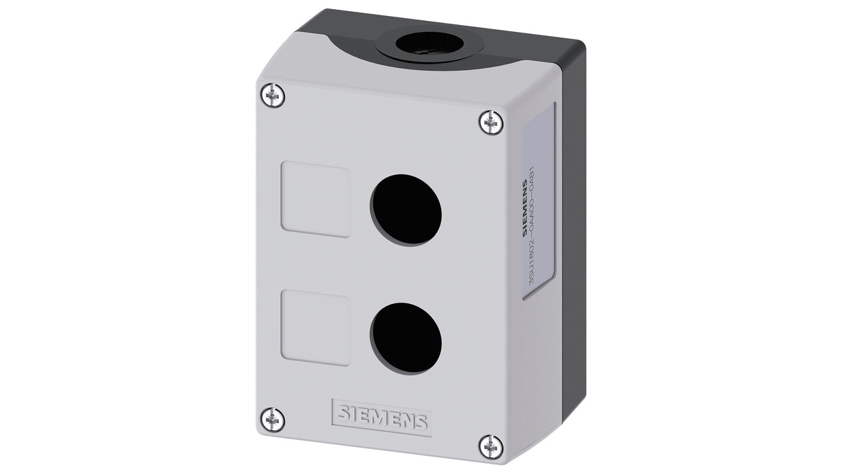 CAJA BOTONERA SIEMENS DE MANDO 22MM DE PLASTICO GRIS 2 PERFORACIONES 3SU18020AA000AB1