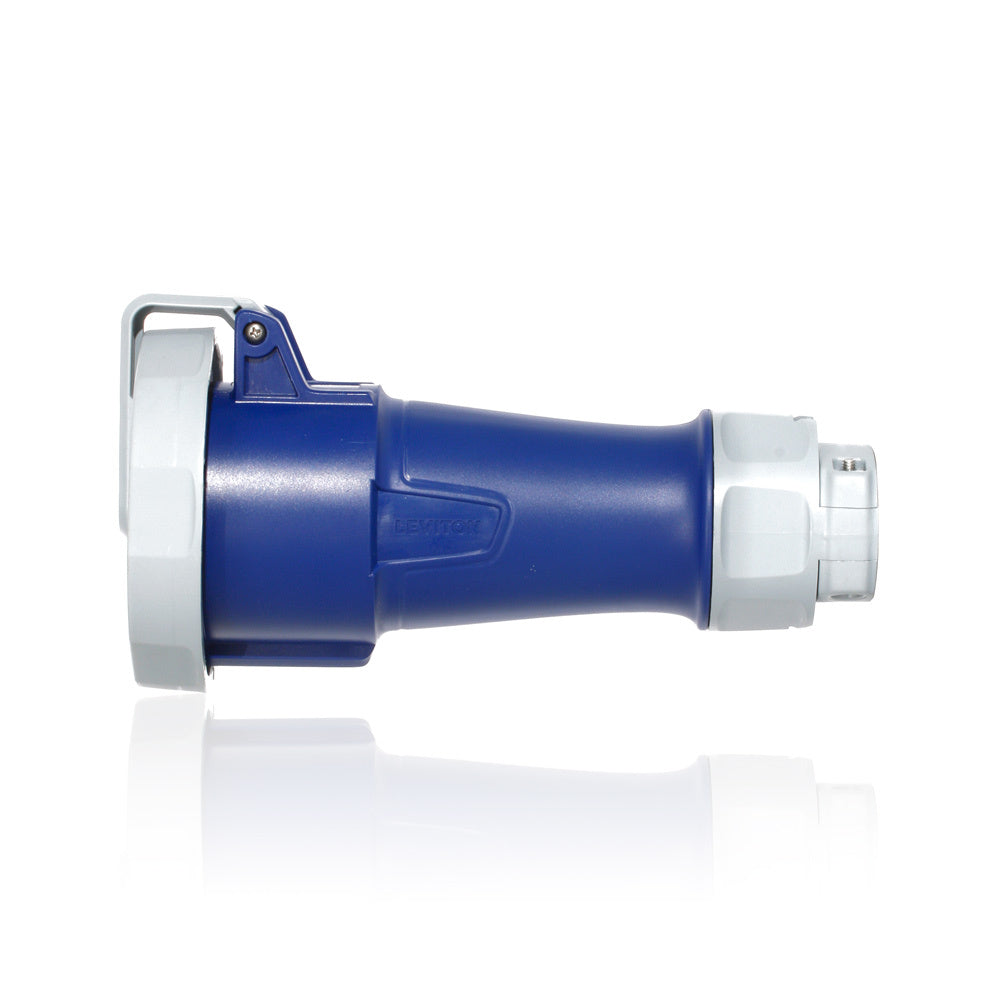 CONECTOR PIN & SLEEVE 30A 250V 3P4H 9H IP66/67/68 E IP69K SERIE LEVITON AZUL AMERICANO