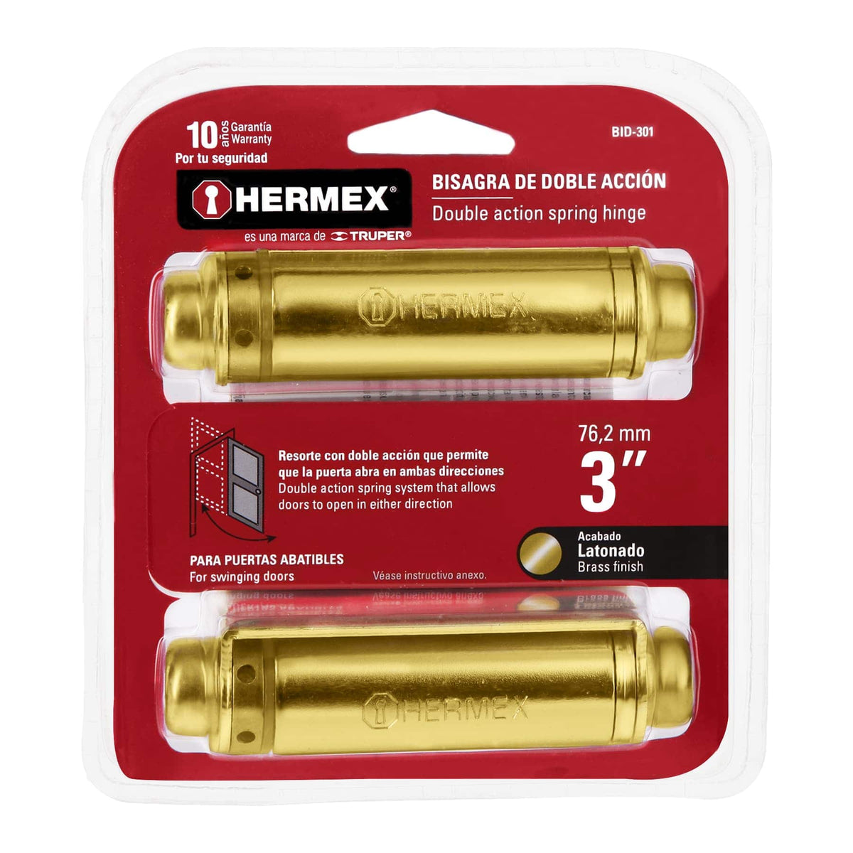 Hermex Knight Bisagra de doble accion de 3 pulgadas de acero latonado 43182 Truper ...