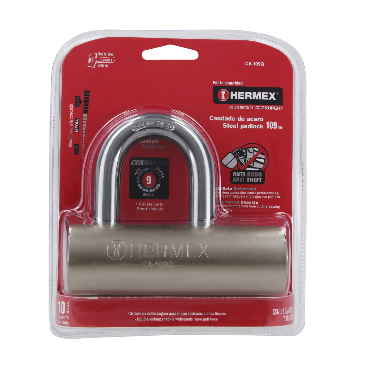 CANDADO MAXIMA SEGURIDAD 43365 HERMEX