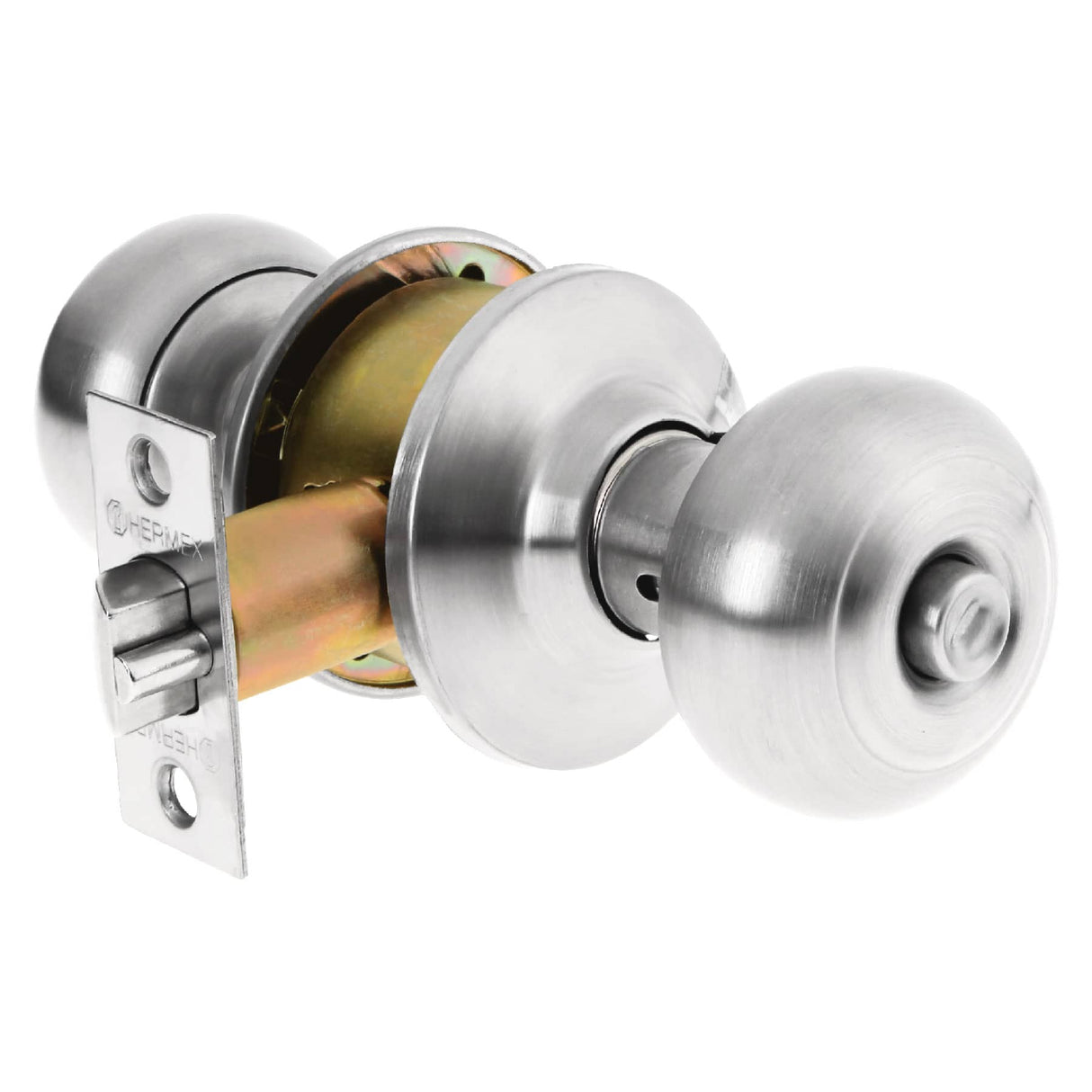 CERRADURA POMO CROMO MATE OVAL RECAMARA MCA TRUPER HERMEX