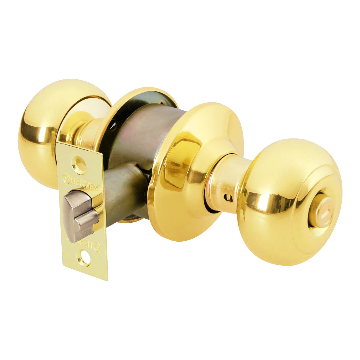 CERRADURA POMO LATON BRILLANTE OVAL RECAMARA MCA TRUPER HERMEX