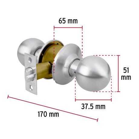 CERRADURA POMO CROMO MATE ESFERA ENTRADA MCA TRUPER HERMEX
