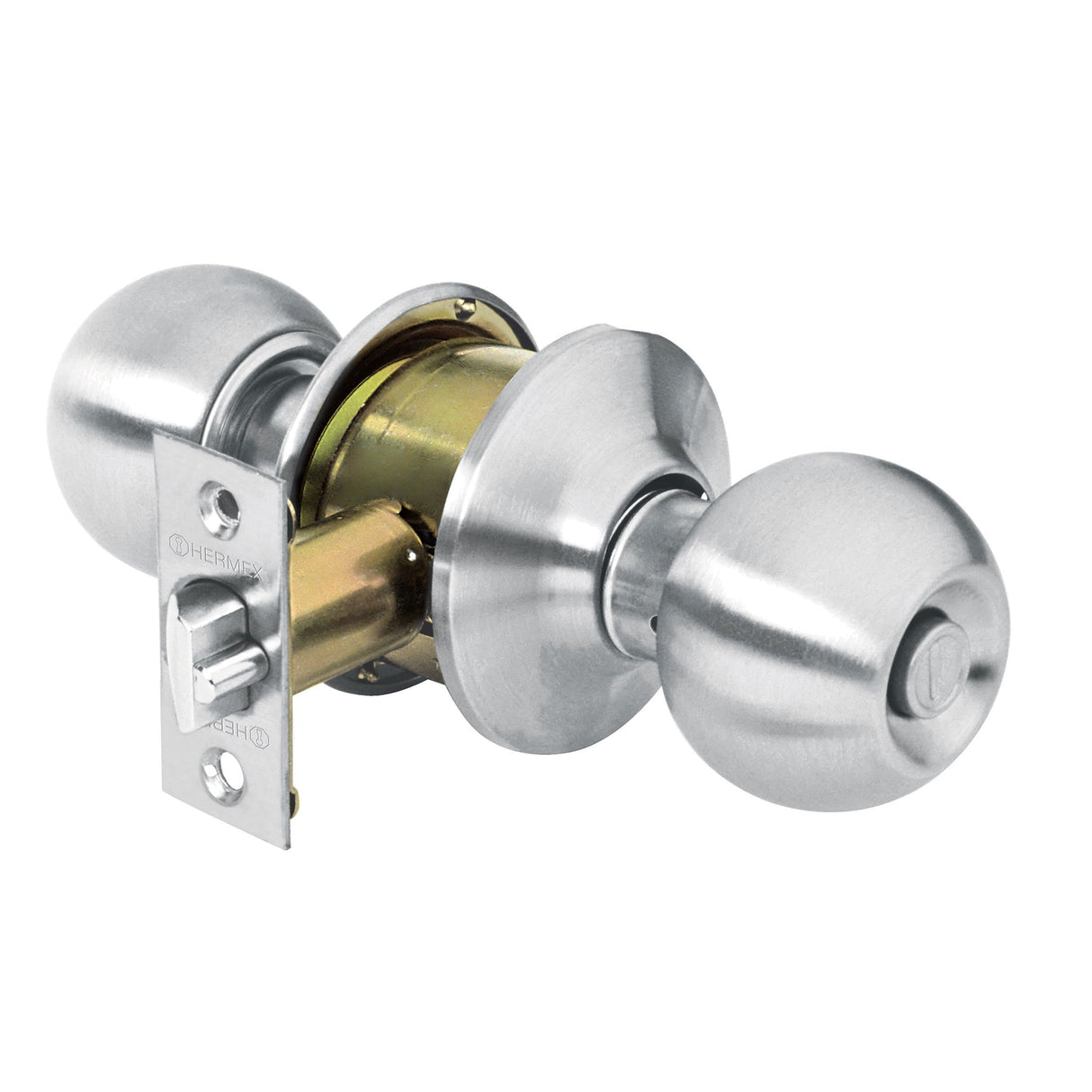 CERRADURA POMO CROMO MATE ESFERA RECAMARA MCA TRUPER HERMEX