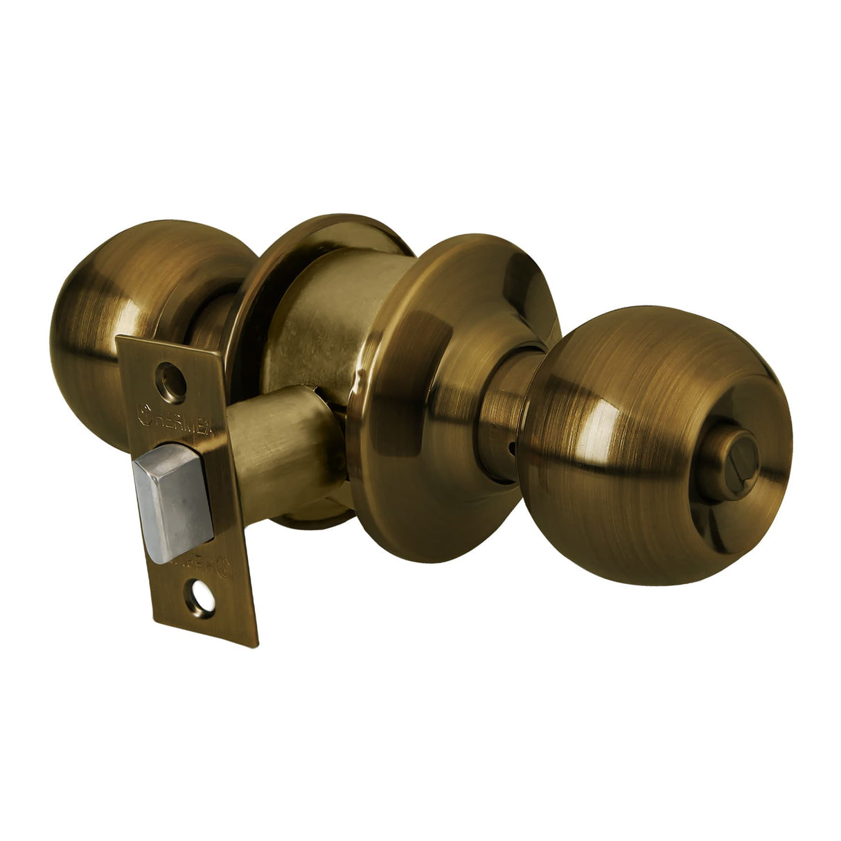 CERRADURA POMO LATON ANTIGUO ESFERA BAÑO MCA TRUPER HERMEX
