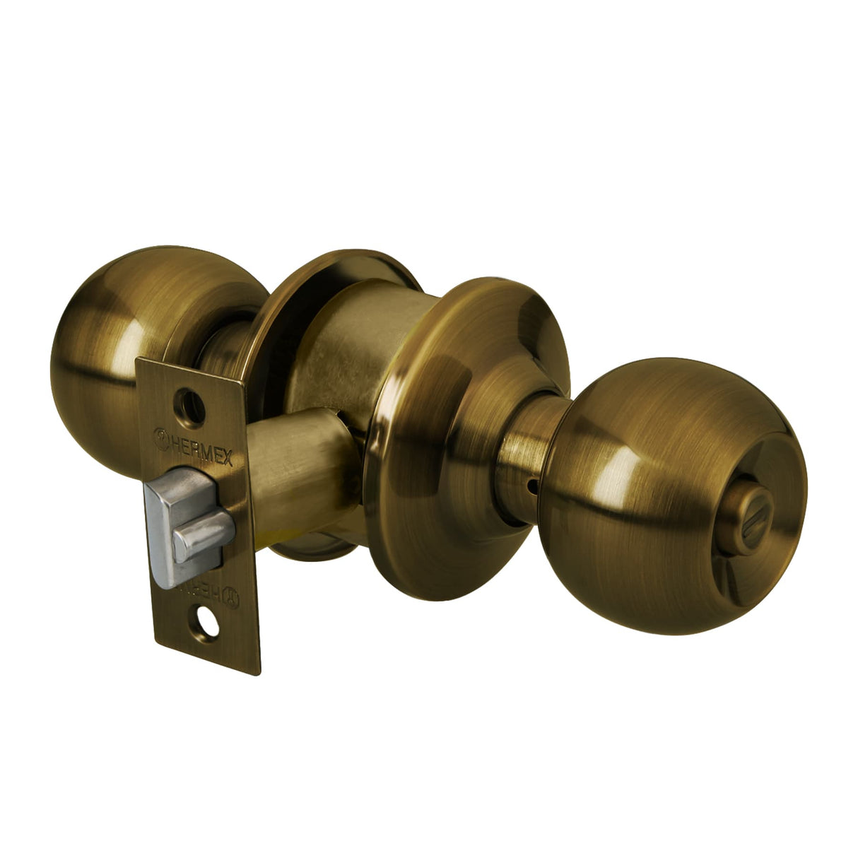 CERRADURA POMO LATON ANTIGUO ESFERA RECAMARA MCA TRUPER HERMEX