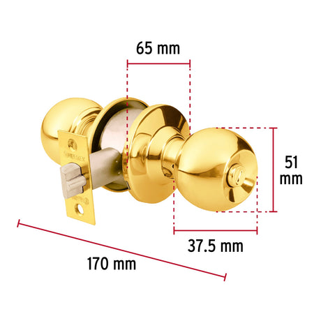 CERRADURA POMO LATON BRILLANTE ESFERA RECAMARA MCA TRUPER HERMEX *** OFRECER 14POP ***