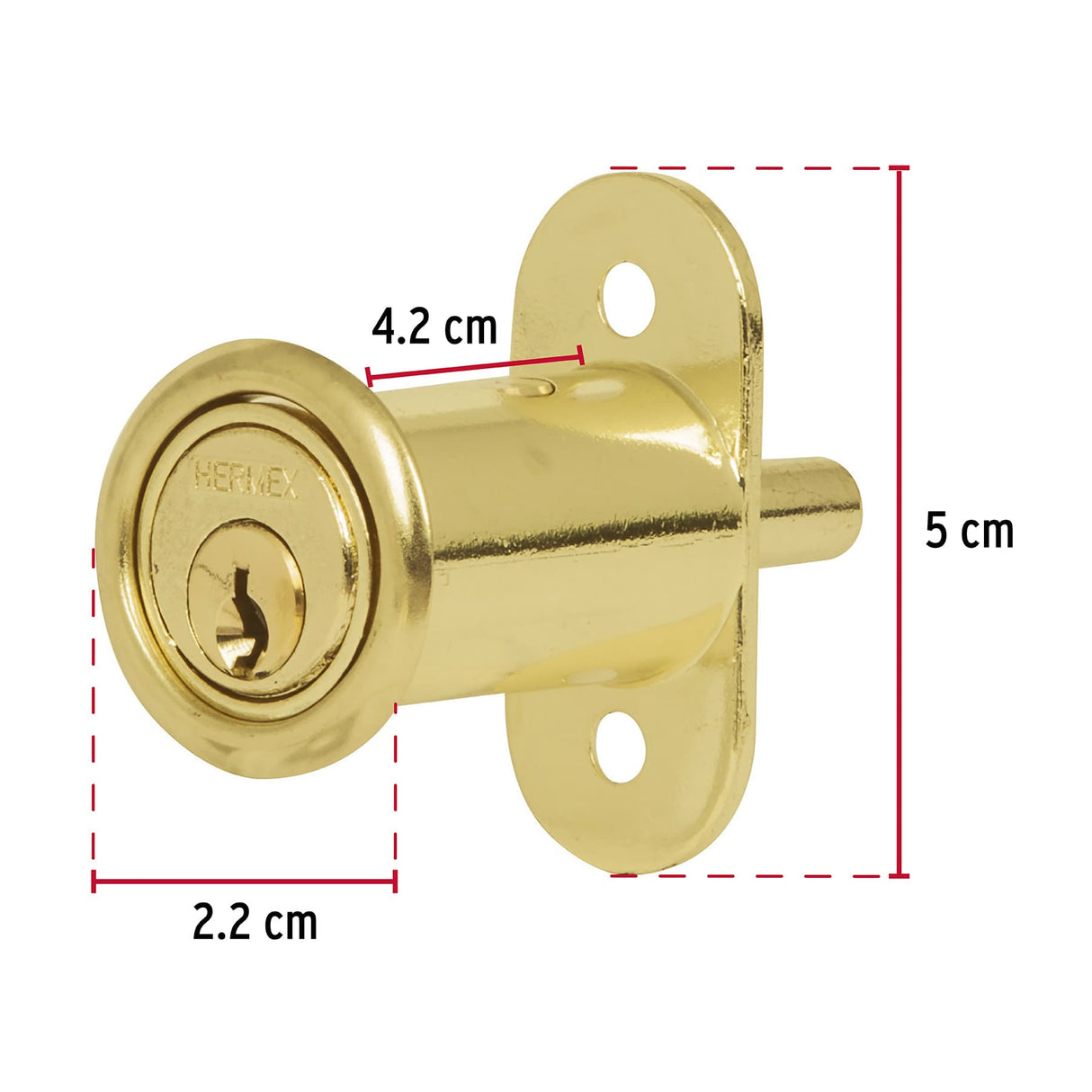 CERRADURA PARA MUEBLE MODELO 20 LATON MCA TRUPER HERMEX