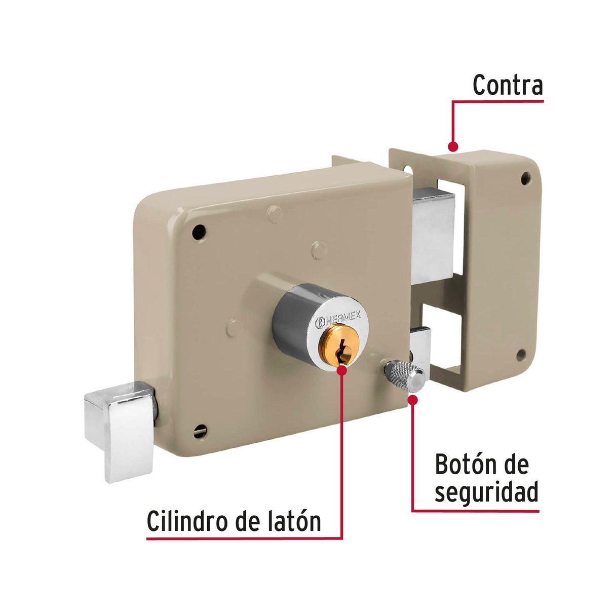 CERRADURA DE SOBREPONER DERECHA HERMEX *** SIMILAR 43576 O 43578 ***