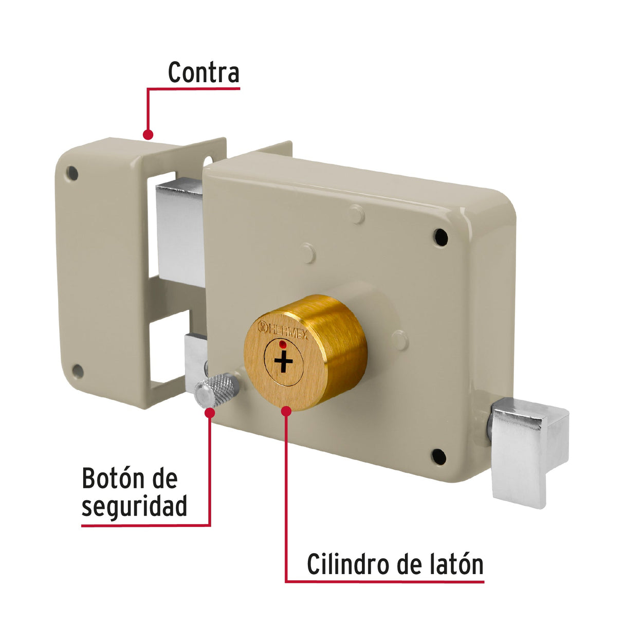 CERRADURA DE SOBREPONER CLASICA INSTALA-FACIL TETRA IZQ. CS-85I HERMEX *** SIMILAR 43573 ***