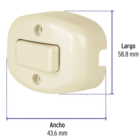 INTERRUPTOR SENCILLO SOBREPONER 4A/125V. CON TAPA TRASERA APSO-S 46004 TRUPER
