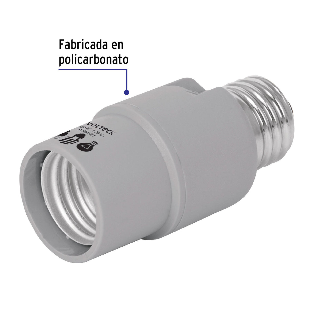 PORTALAMPARA CON SENSOR DE LUZ 150W. 120V. BLANCO E26/E27 POBA-21 46534 TRUPER