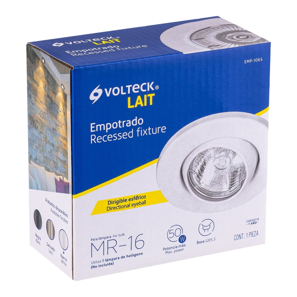 LUMINARIO REDONDO EMPOTRADO 50W. BLANCO LED O HALOGENO EMP-106S 46623 TRUPER *** OFRECER YD-345/B ***