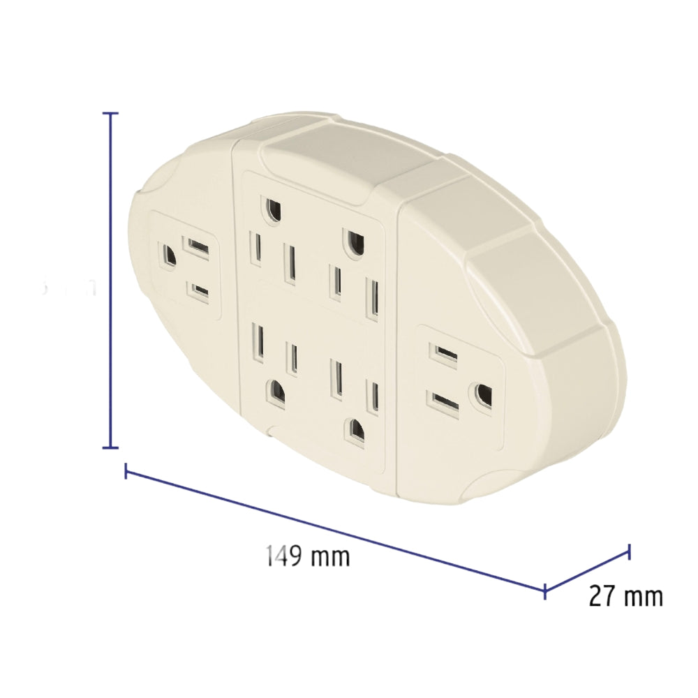 MULTICONTACTO PARED 2P+T 6 ENTRADAS OVALADO 15A MUL-610 46806 TRUPER