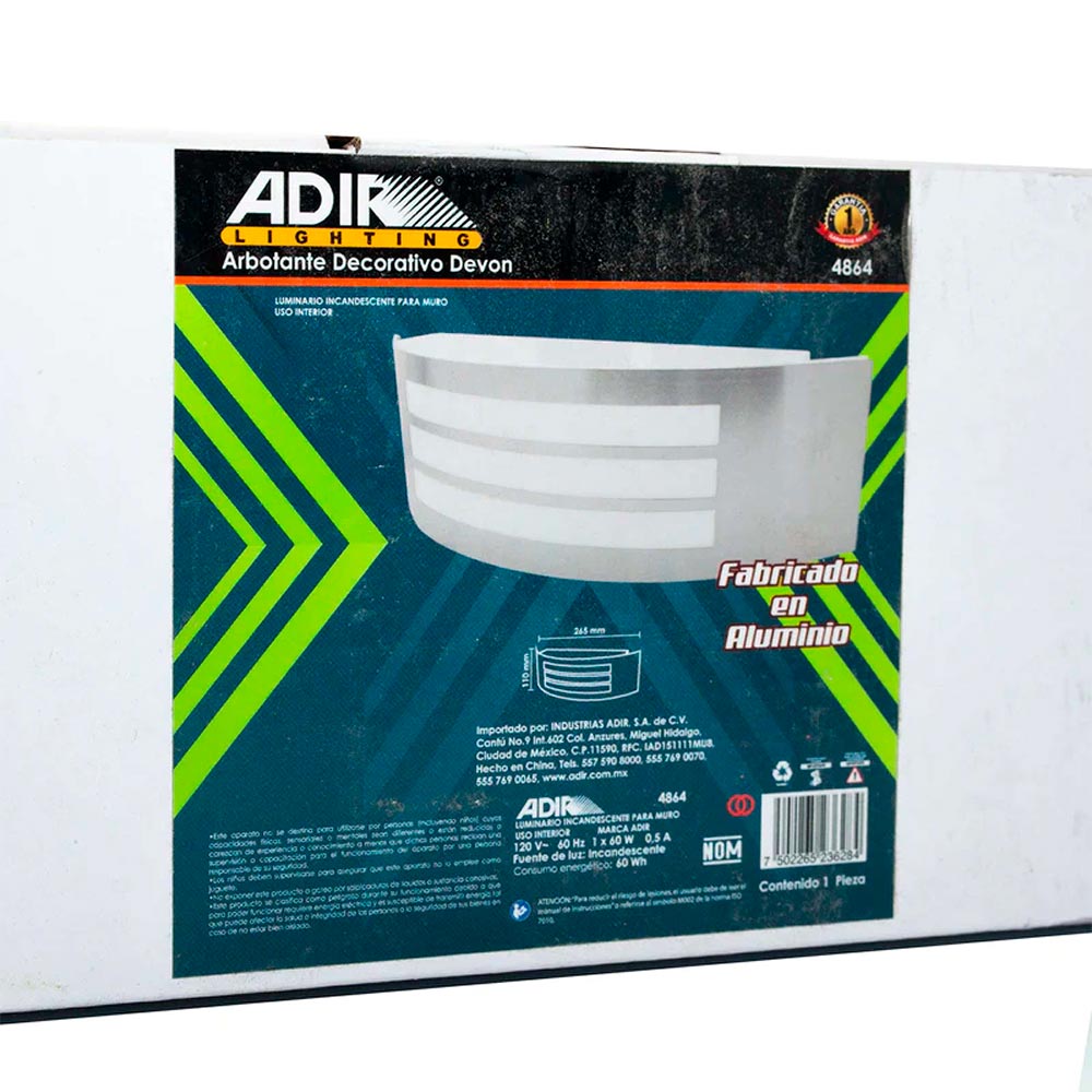 ARBOTANTE 1 LUZ CRISTAL 60W. ACERO INOXIDABLE DEVON  ***ADIR***