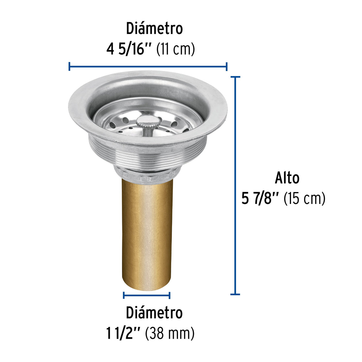 CONTRACANASTA DE ACERO INOXIDABLE CON TUBO DE LATON 3-1/2" MCA TRUPER CONSTRUCCION