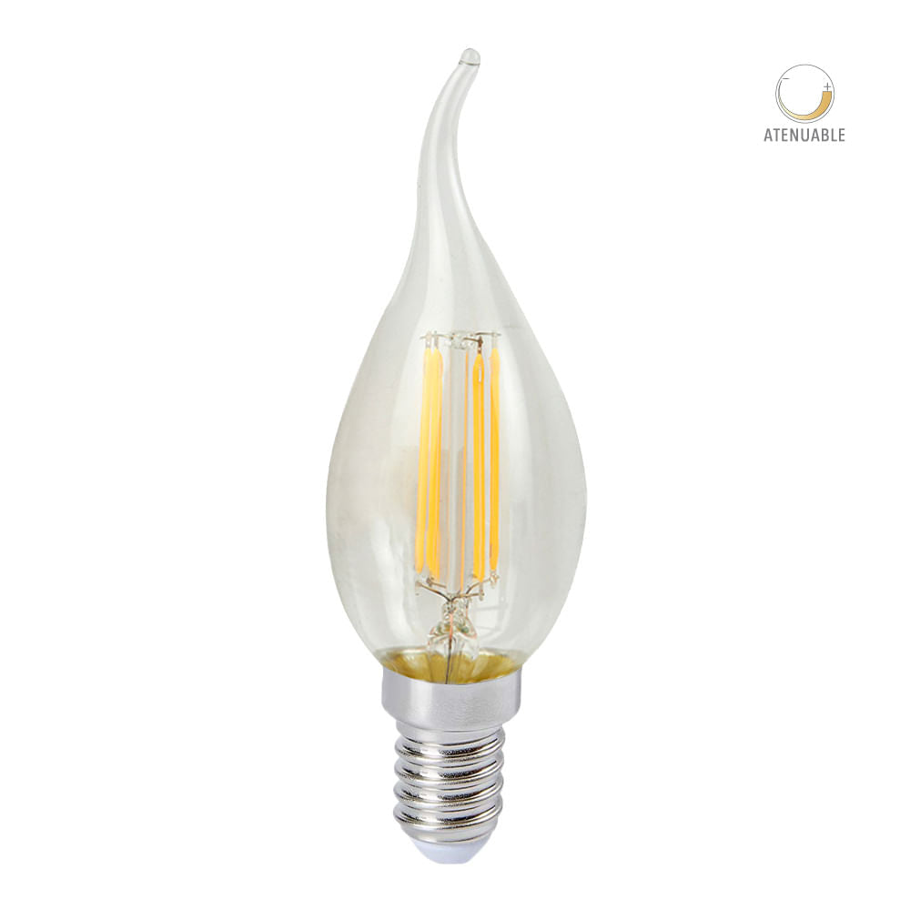 FOCO LED TECNOLITE TIPO FLAMA FILAMENTO ***NO ATENUABLE*** 4.5W LUZ SUAVE CÁLIDA BASE E14
