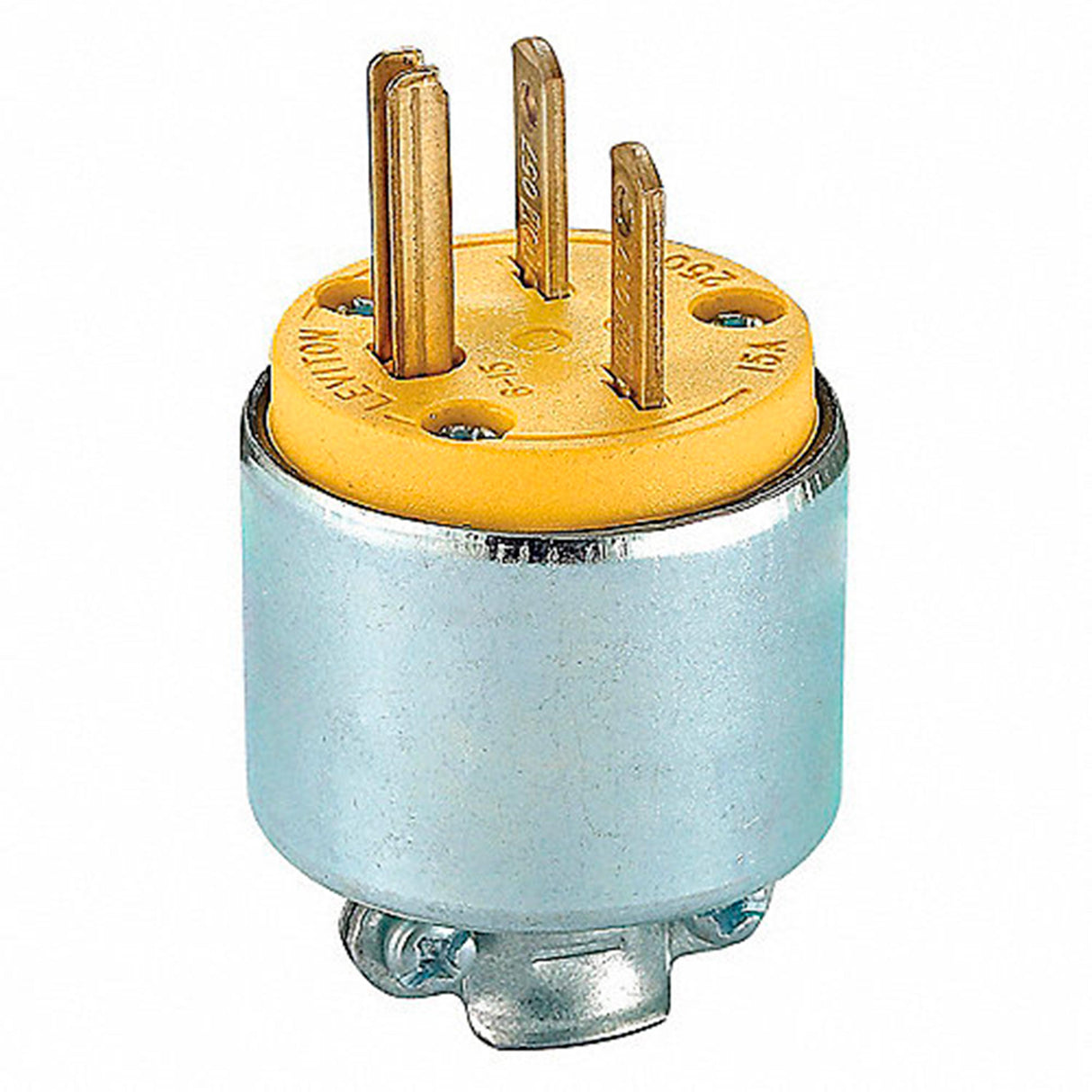CLAVIJA VINIL BLINDADA 15A/250V. AMARILLA 615PA-000 HOJA RECTA LEVITON