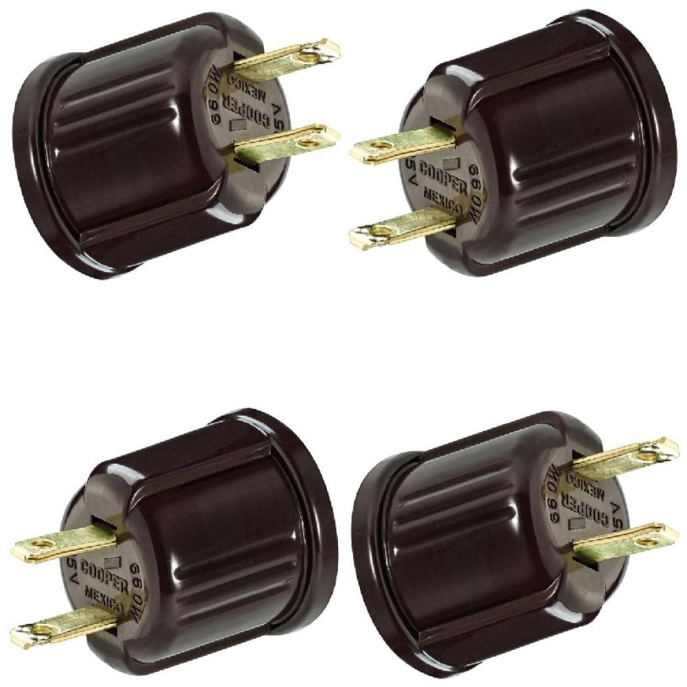 Lot De 2 Adaptateurs De Prise Enfichable Eagle 660W-125V – NOS #738B-BOX – Marron – Ancien Stock Neuf