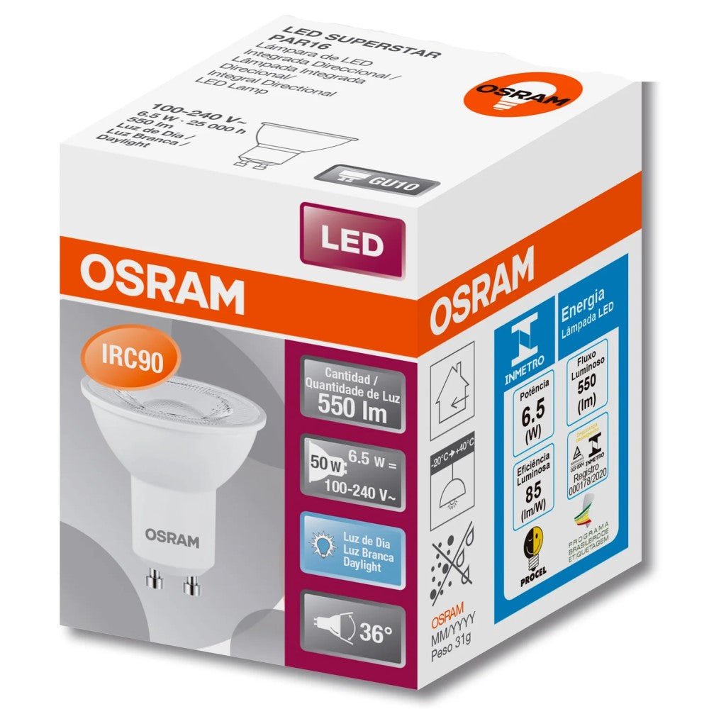 LED PAR16 IRC90 6.5W 6500K 550LM BIV GU10 LEDVANCE