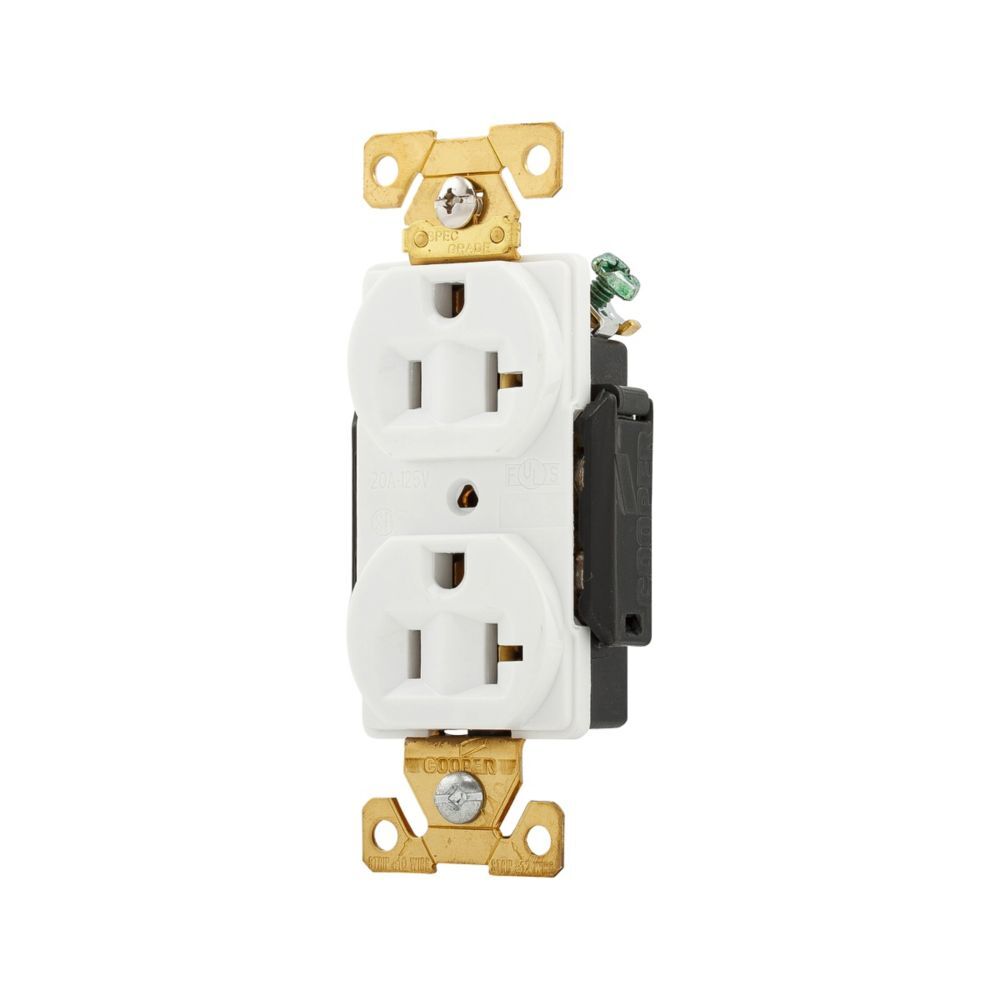 RECEPTACULO DUPLEX EXTRA PESADO 2F-3H 20A/125V. NEMA 5-20R BLANCO
