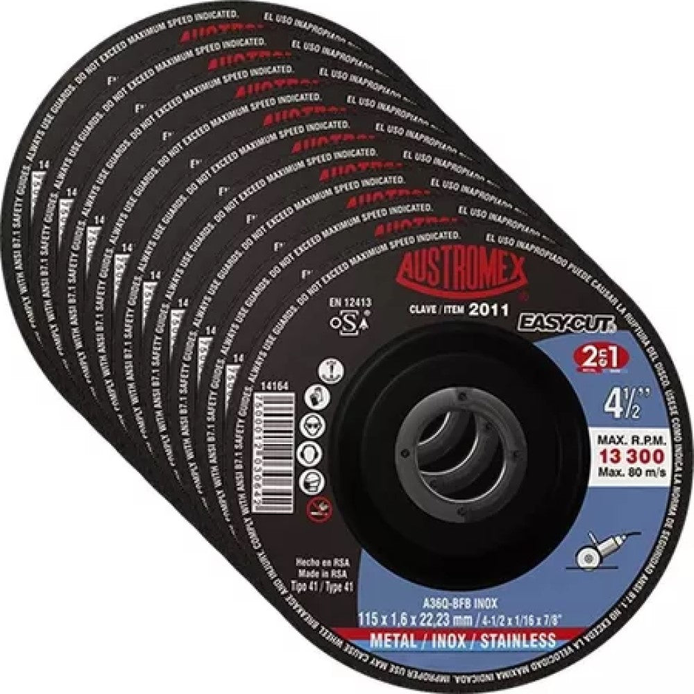 DISCO CORTE 2 EN 1 P/ACERO AL CARBON Y ACERO INOX. 115X1.6X22.23MM. ESP. A46Q-BFB INOX