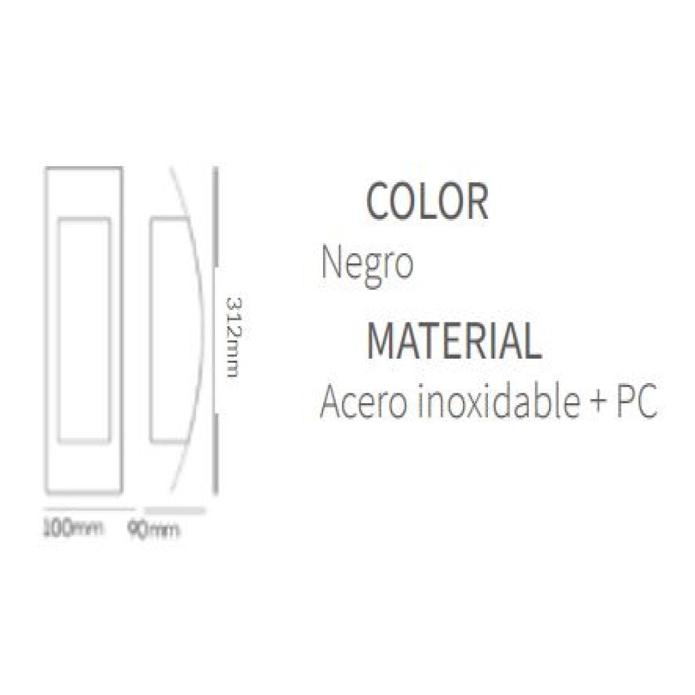 LUMINARIO INCANDESC. MURO EXTERIOR DESCUBIERTO 127V~ 50-60 HZ E27 C. NEGRO BMS-055N2