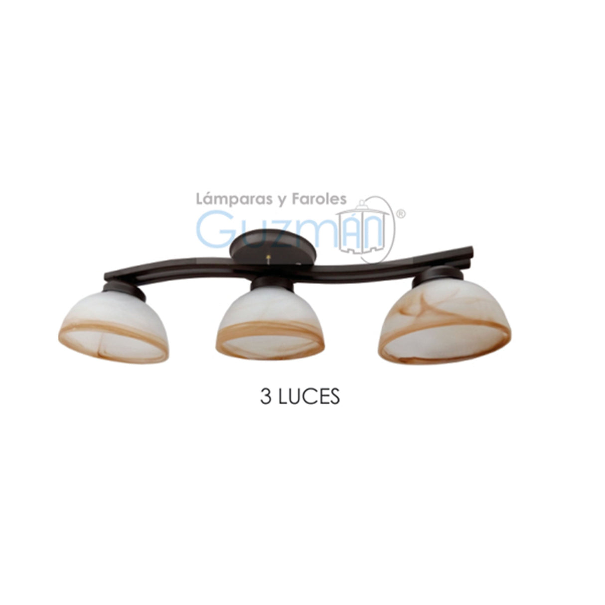 CANDIL REGLETA TIPO "S" 3 LUCES CON PANTALLA TAZON AMARILLO MCA GUZMAN