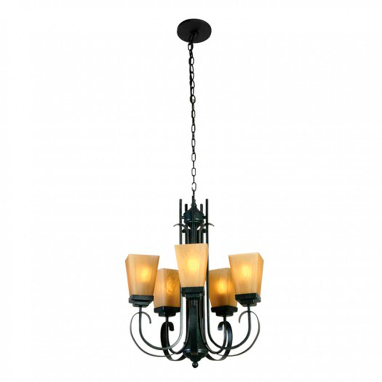 CANDIL FORJA 5 LUCES E27 127V 5X60W MAX VERDE ANTIGUO