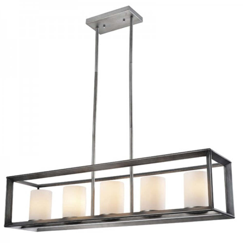 LUM 5 LUCES SUSPENDIDO TECHO RECTANGULO 300W 127V E27 GRIS-SATIN