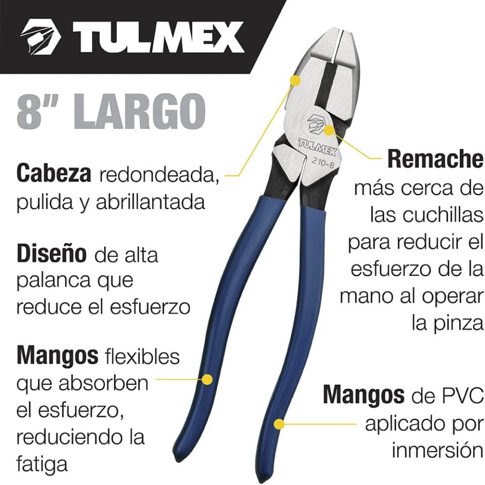 PINZA DE ELECTRICISTA ALTA PALANCA 8" TULMEX KLEIN TOOLS