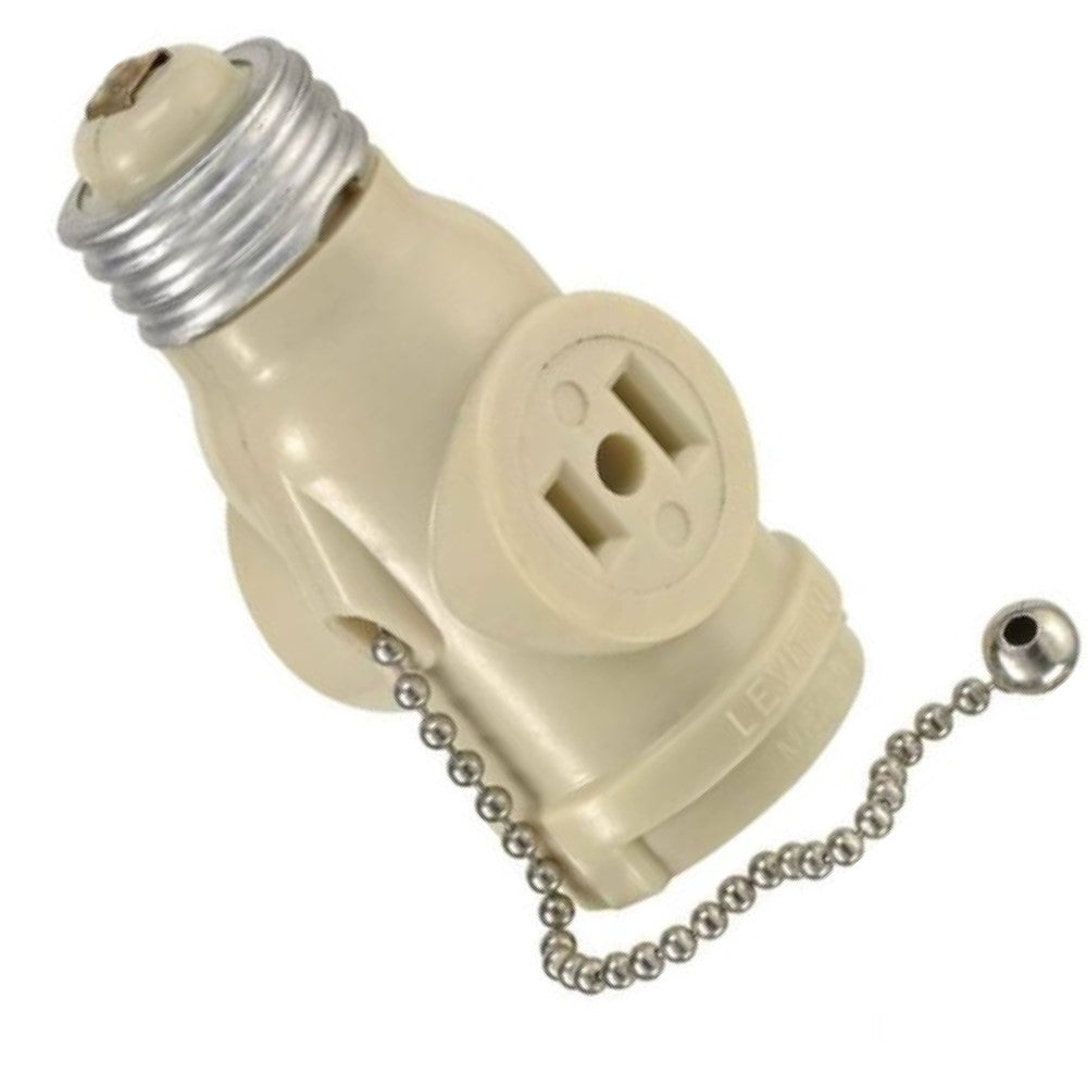 Socket Ladrón con Apagador de Cadena Marfil Leviton