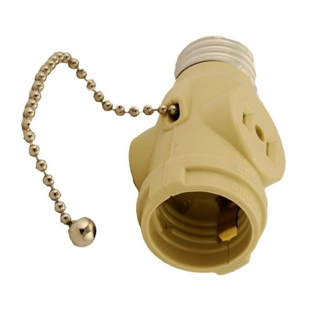 Socket Ladrón con Apagador de Cadena Marfil Leviton