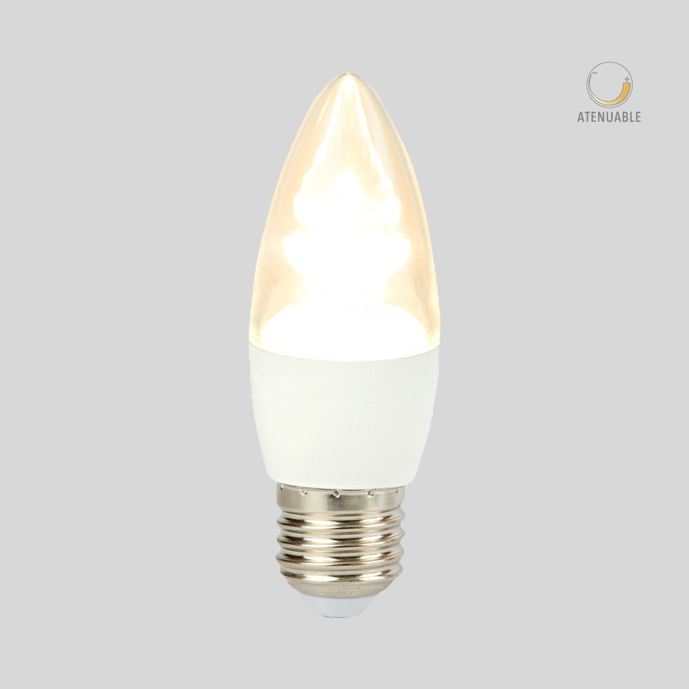 FOCO LED TECNOLITE TIPO VELA ATENUABLE 6W LUZ SUAVE CÁLIDA BASE E27 ***HAE2025***