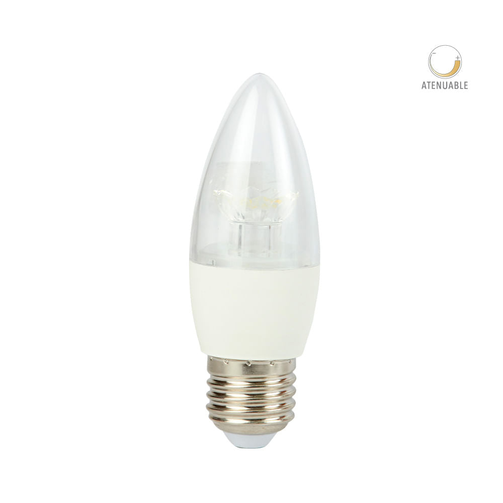 FOCO LED TECNOLITE TIPO VELA ATENUABLE 6W LUZ SUAVE CÁLIDA BASE E27 ***HAE2025***