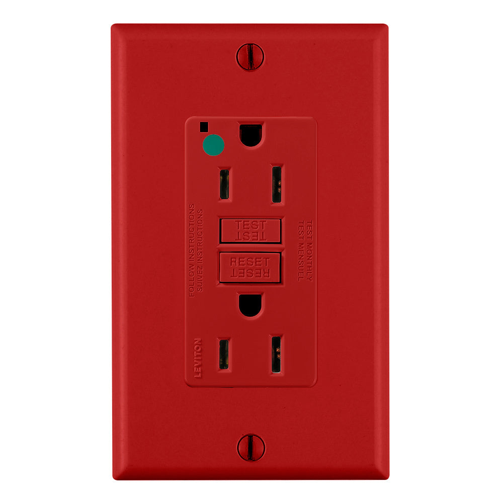 RECEPTACULO DUPLEX GRADO HOSPITAL SMARTLOCK GFI C/TAPA 15A ROJO