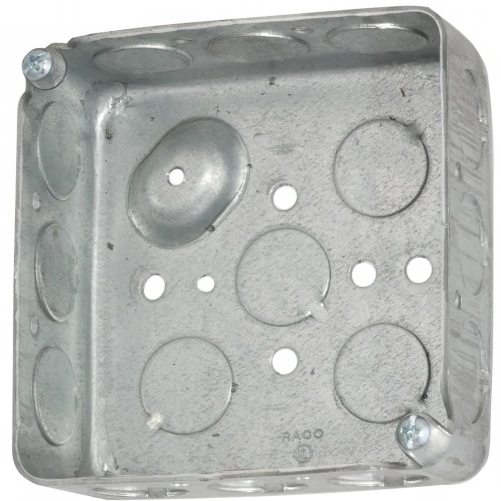 CAJA CUADRADA TROQUELADA 4" P/TUBO 1/2" PROF. 1 1/2" 190R RACO