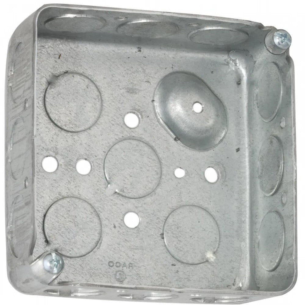 CAJA CUADRADA TROQUELADA 4" P/TUBO 1/2" PROF. 1 1/2" 190R RACO