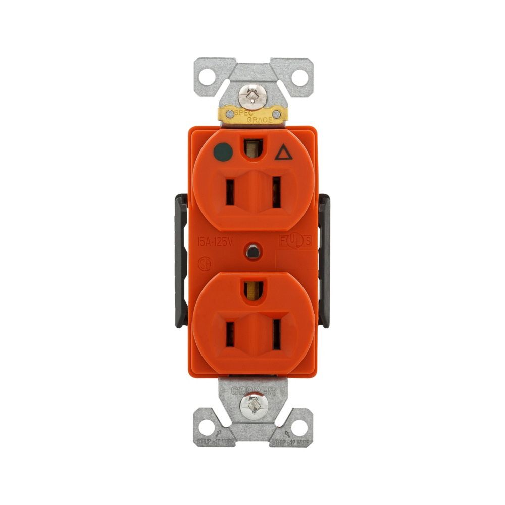 RECEPTACULO DUPLEX NARANJA IG 2F-3H 15A/125V. NEMA 5-15R IG8200RN