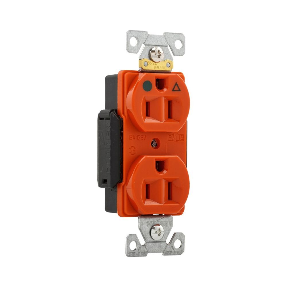 RECEPTACULO DUPLEX NARANJA IG 2F-3H 15A/125V. NEMA 5-15R IG8200RN