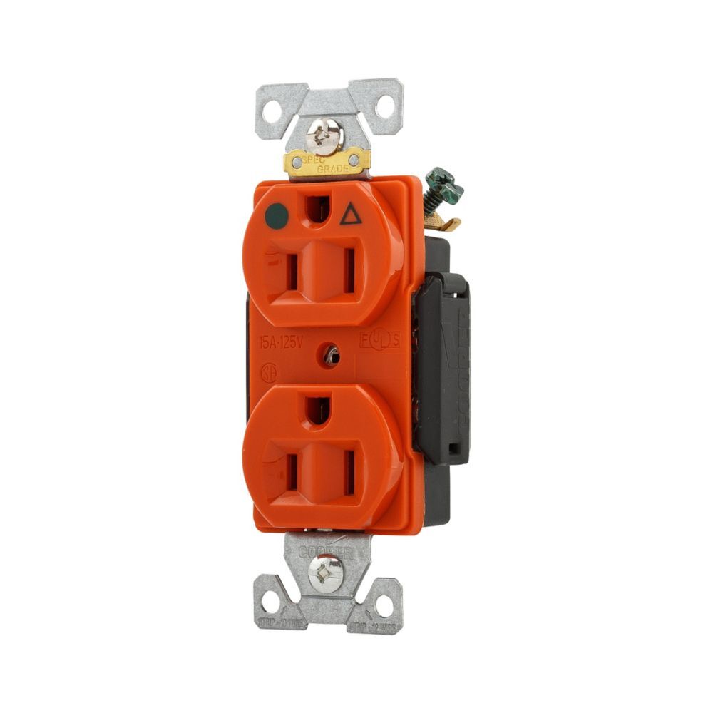 RECEPTACULO DUPLEX NARANJA IG 2F-3H 15A/125V. NEMA 5-15R IG8200RN